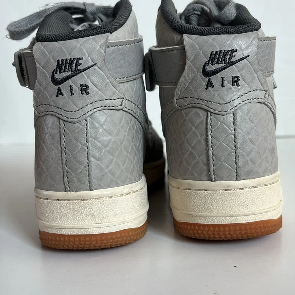 Nike AF1 Hi Premium croc embossed gray high top sneaker lace up velcro ankle